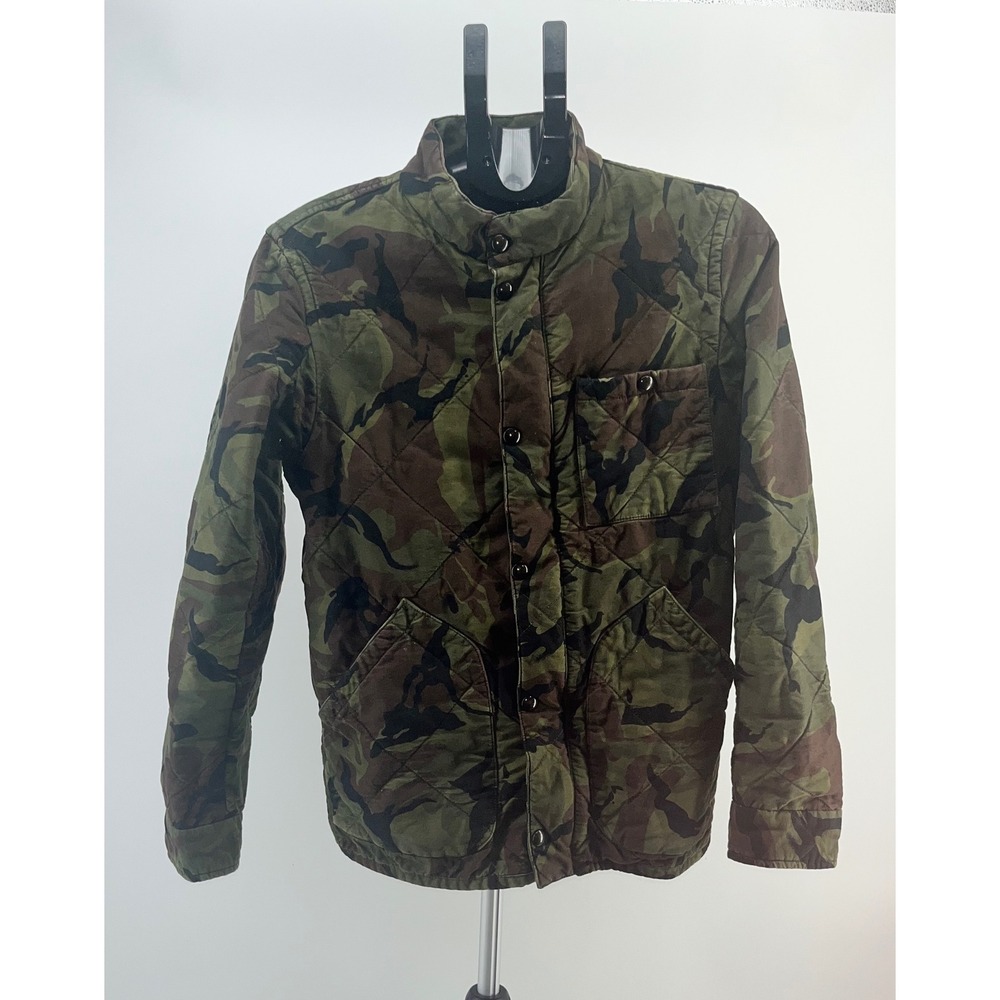 J.Crew Mens XS Camo Quilted Jacket Button Front Military Style Coat‎